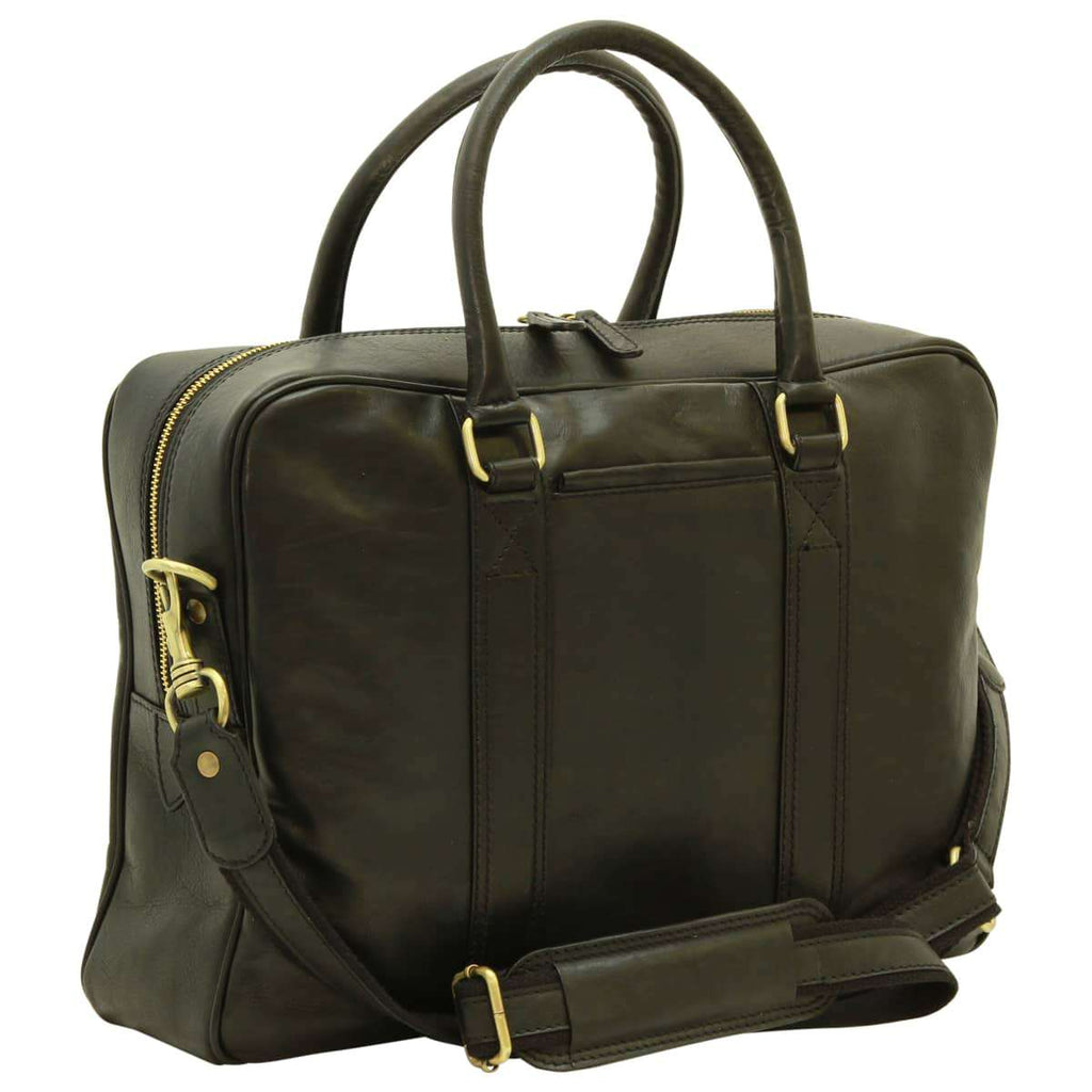 Soft Calfskin Leather Briefcase - Black-0
