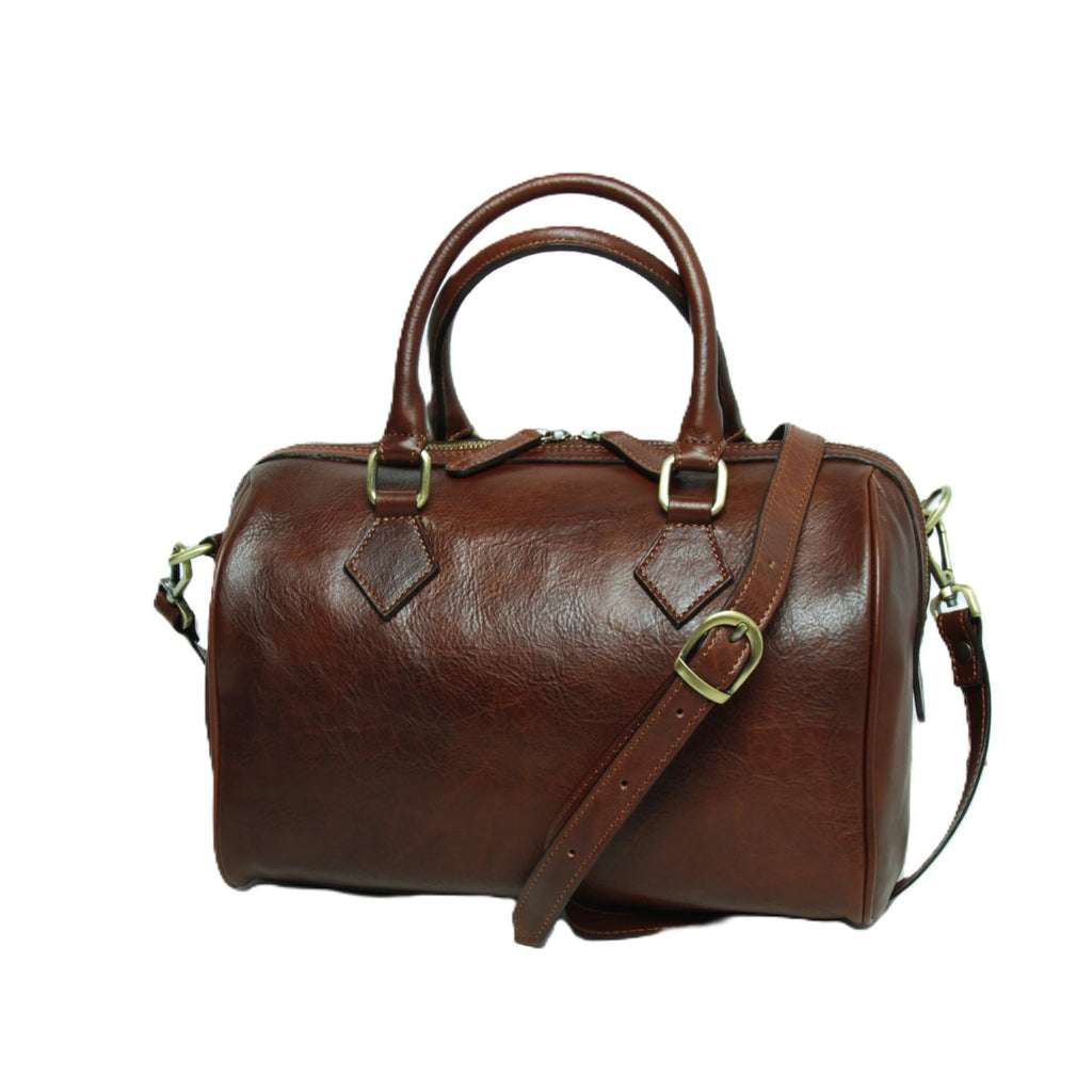 Double handled shoulder bag - brown-0