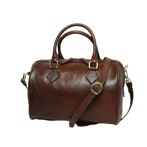 Double handled shoulder bag - brown-0